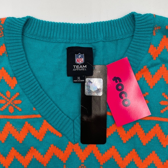 Miami Dolphins foco NFL Ugly Christmas Sweater Aqua Orange XL See Measurements - Picture 7 of 14